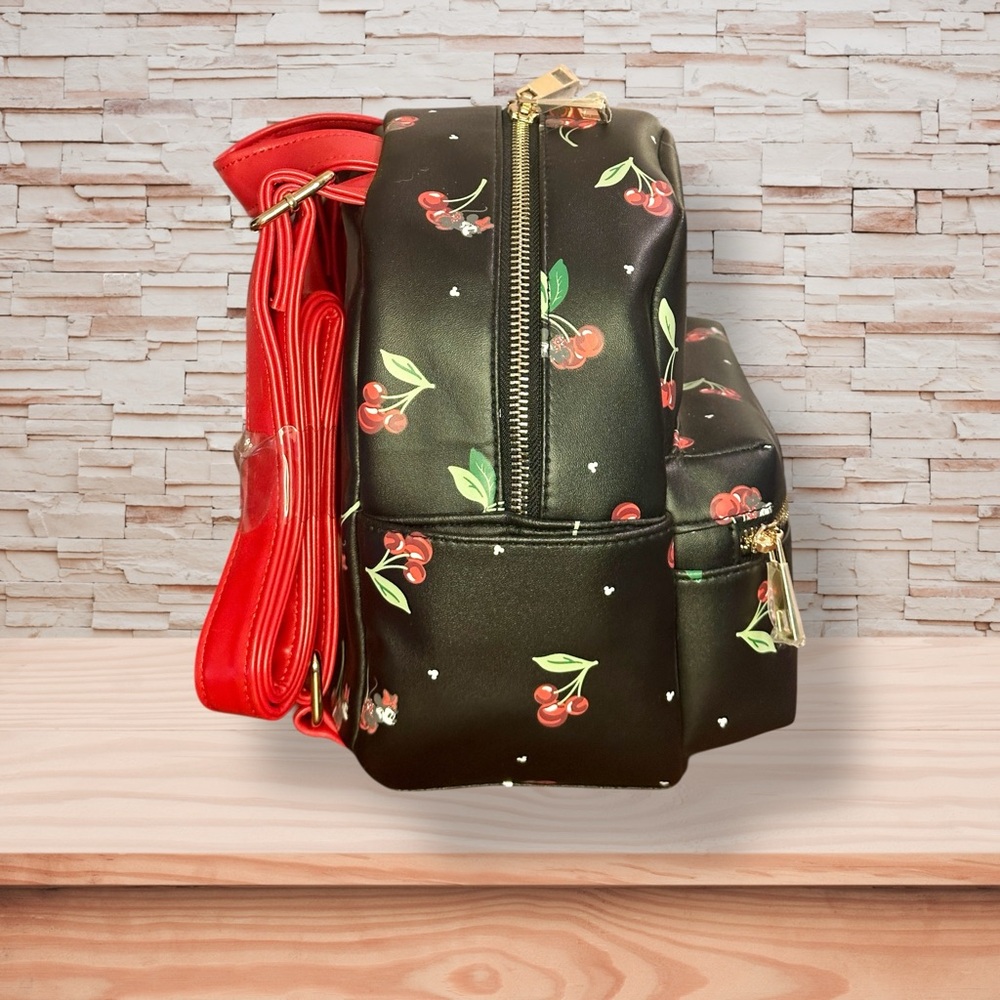 Disney Shanghai Minnie Mouse Black Cherry Print China Resort Mini Backpack NWT - Picture 3 of 6